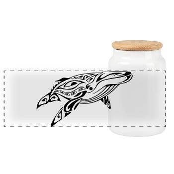 Baleine_1 - Panoramic Cookie Jar with Wooden Lid - white - Front