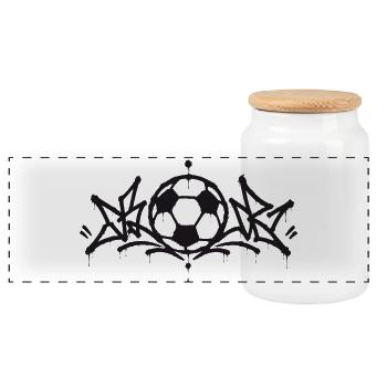 Football Graffiti Art de rue Motif urbain de football - Boîte à biscuits avec couvercle en bois - blanc - Devant