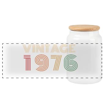 Neon Retro 80 Years Octogenarian Birthday 1946 - Panoramic Cookie Jar with Wooden Lid - white - Front