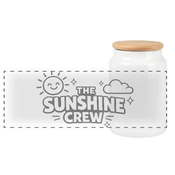 The Sunshine Crew Sonnenlogo - Panorama Keksdose mit Holzdeckel - Weiß - Vorne