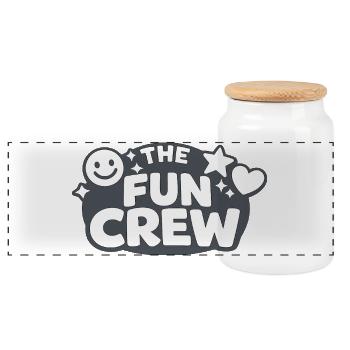 The Fun Crew Bold Typography - Panoramic Cookie Jar with Wooden Lid - white - Front