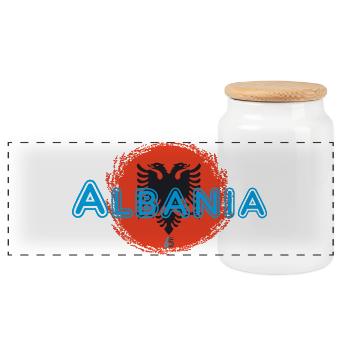 Albanien - Panorama Keksdose mit Holzdeckel - Weiß - Vorne