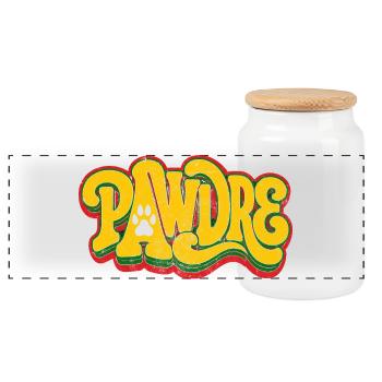 Style reggae PawDre avec logo Paw - Boîte à biscuits avec couvercle en bois - blanc - Devant