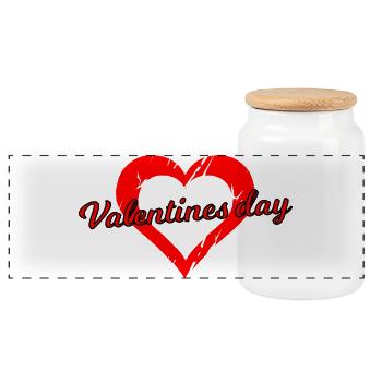 Valentinstag Herzschrift Design - Panorama Keksdose mit Holzdeckel - Weiß - Vorne