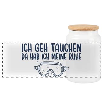 Tauchen Da Hab Ich Meine Ruhe - Panorama Keksdose mit Holzdeckel - Weiß - Vorne