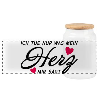 Ich tue nur was mein Herz mir sagt Shirt - Panorama Keksdose mit Holzdeckel - Weiß - Vorne