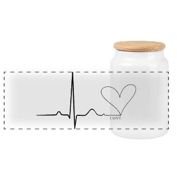 Love Heartbeat | T-shirt Heartbeat Love - Boîte à biscuits avec couvercle en bois - blanc - Devant