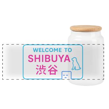 Welcome to Shibuya - Boîte à biscuits avec couvercle en bois - blanc - Devant
