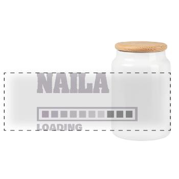 Naila als Geburt - Panorama Keksdose mit Holzdeckel - Weiß - Vorne