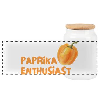 Paprika Enthusiast - Panorama Keksdose mit Holzdeckel - Weiß - Vorne