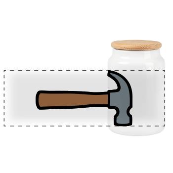 Carpenter's Hammer Tool Icon - Panoramic Cookie Jar with Wooden Lid - white - Front