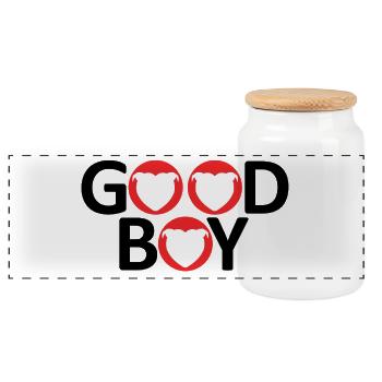 Staffie good boy - 046 - Boîte à biscuits avec couvercle en bois - blanc - Devant