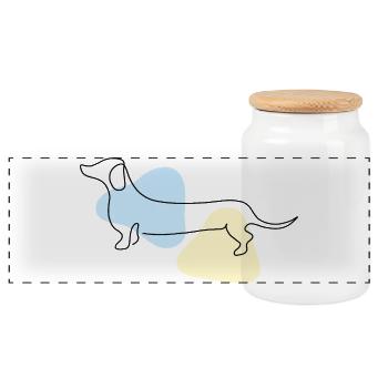 Line Art Dachshund pastel - Panoramic Cookie Jar with Wooden Lid - white - Front