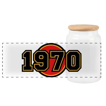 1970 Year of Birth Retro Logo - Panoramic Cookie Jar with Wooden Lid - white - Front
