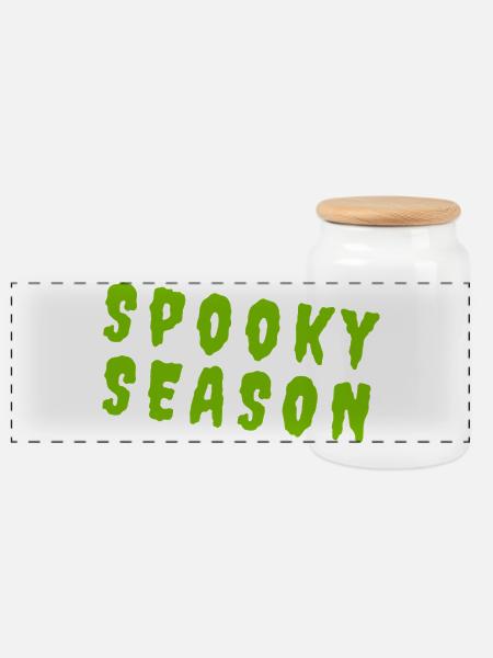 Spooky Season – Toxic Green Typography - Panorama Keksdose mit Holzdeckel - Weiß
