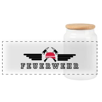 Feuerwehr Wings Hat Axe - Panorama Keksdose mit Holzdeckel - Weiß - Vorne