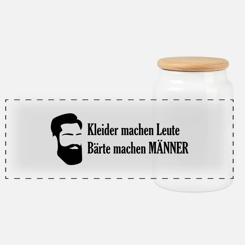 Kleider machen Leute Bärte machen Männer - Panorama Keksdose mit Holzdeckel - Weiß