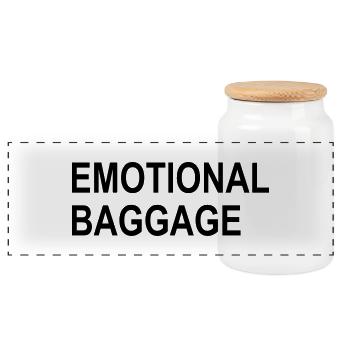 emotional baggage - Panoramic Cookie Jar with Wooden Lid - white - Front