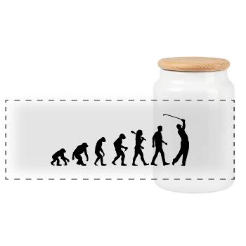 Evolution Of Golf - Panorama Keksdose mit Holzdeckel - Weiß - Vorne