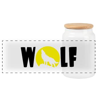 Wolf Mond - Panorama Keksdose mit Holzdeckel - Weiß - Vorne