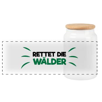 Rettet die Wälder! - Panorama Keksdose mit Holzdeckel - Weiß - Vorne