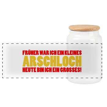 asshole - Panoramic Cookie Jar with Wooden Lid - white - Front