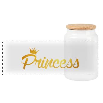 Princess - Panoramic Cookie Jar with Wooden Lid - white - Front