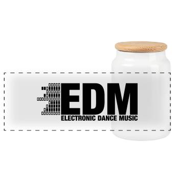 ELECTRO,DUBSTEP,EDM,MUSIC,DANCE,ELECTRONIC,MINIMAL - Panoramic Cookie Jar with Wooden Lid - white - Front