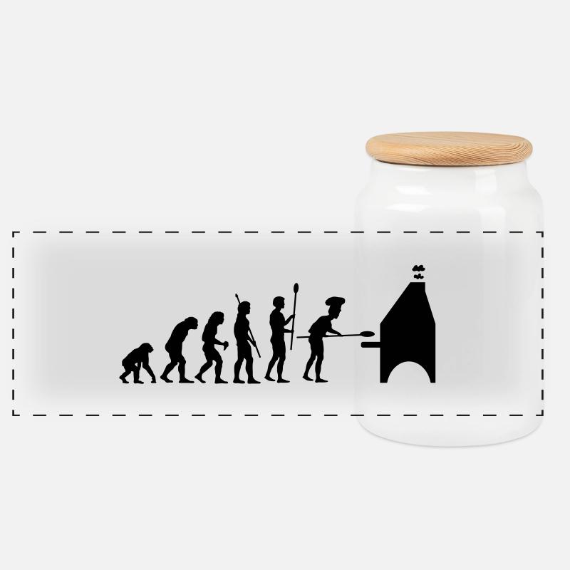 evolution pizza - Panorama Keksdose mit Holzdeckel - Weiß