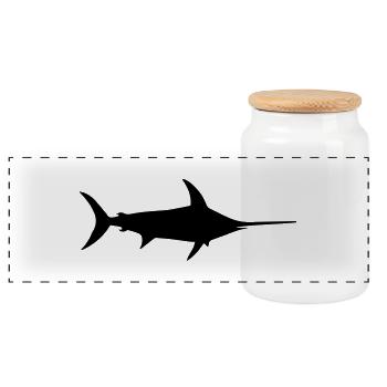 Swordfish ocean fish dolphin - Panoramic Cookie Jar with Wooden Lid - white - Front