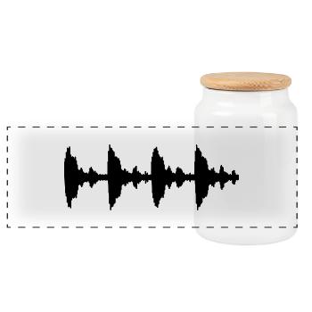 audio_waves_f1 - Panorama Keksdose mit Holzdeckel - Weiß - Vorne