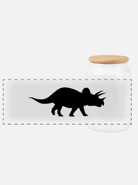 Triceratops - Panorama Keksdose mit Holzdeckel - Weiß