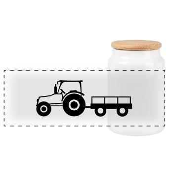 Tractor With Trailer - Boîte à biscuits avec couvercle en bois - blanc - Devant
