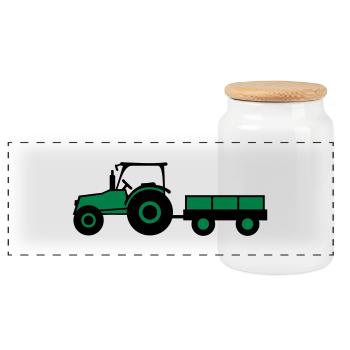 Tractor With Trailer - Boîte à biscuits avec couvercle en bois - blanc - Devant