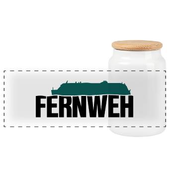 Fernweh - Panorama Keksdose mit Holzdeckel - Weiß - Vorne