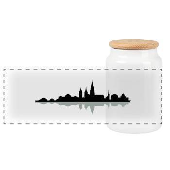 Skyline Bern 1 - Panorama Keksdose mit Holzdeckel - Weiß - Vorne