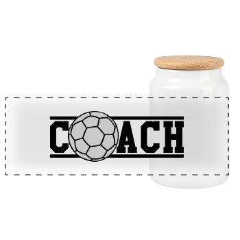 Handball Coach - Panorama Keksdose mit Holzdeckel - Weiß - Vorne