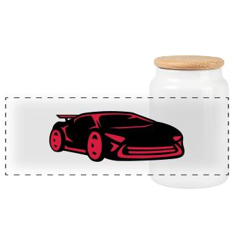 Car racing sports car racing car cool - Panoramic Cookie Jar with Wooden Lid - white - Front