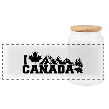 I Love Canada Leaf - Panorama Keksdose mit Holzdeckel - Weiß - Vorne