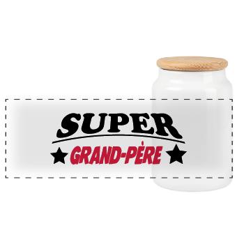 Super Grand-Père - Boîte à biscuits avec couvercle en bois - blanc - Devant