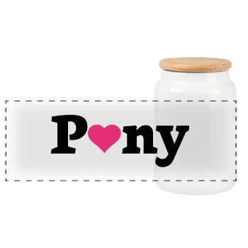 Pony heart - Panoramic Cookie Jar with Wooden Lid - white - Front