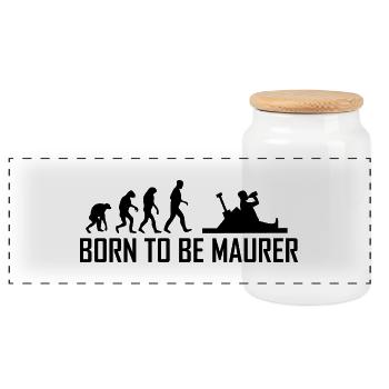 born to be maurer - Panorama Keksdose mit Holzdeckel - Weiß - Vorne