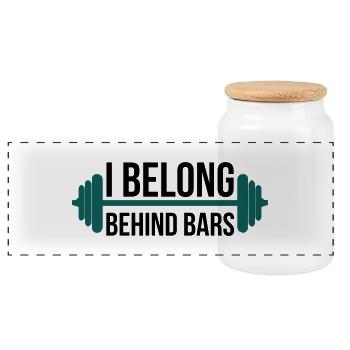Fitness - Boîte à biscuits avec couvercle en bois - blanc - Devant