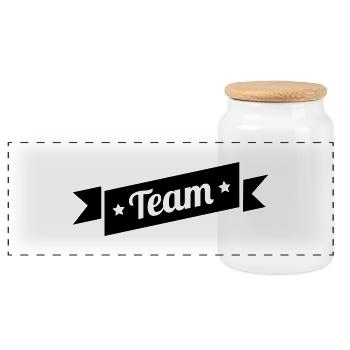 team - Panoramic Cookie Jar with Wooden Lid - white - Front