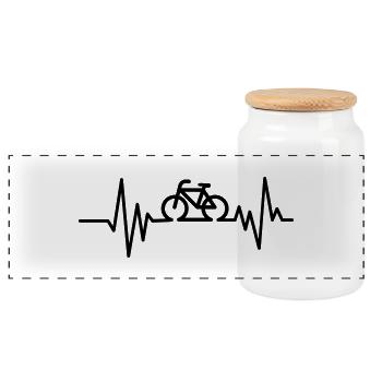Faire du vélo - Boîte à biscuits avec couvercle en bois - blanc - Devant