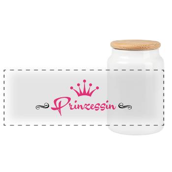 (100_prinzessin2_2c) - Panorama Keksdose mit Holzdeckel - Weiß - Vorne