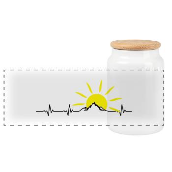 Landschaft - Berge Puls Sonne - Panorama Keksdose mit Holzdeckel - Weiß - Vorne
