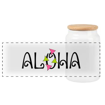ALOHA - Panoramic Cookie Jar with Wooden Lid - white - Front