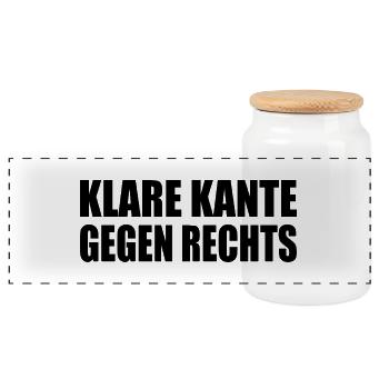 klare kante gegen rechts - Panorama Keksdose mit Holzdeckel - Weiß - Vorne