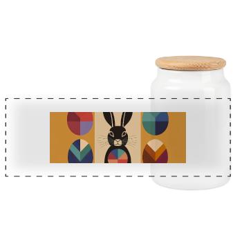 Easter Bunny No.06 - Panoramic Cookie Jar with Wooden Lid - white - Front